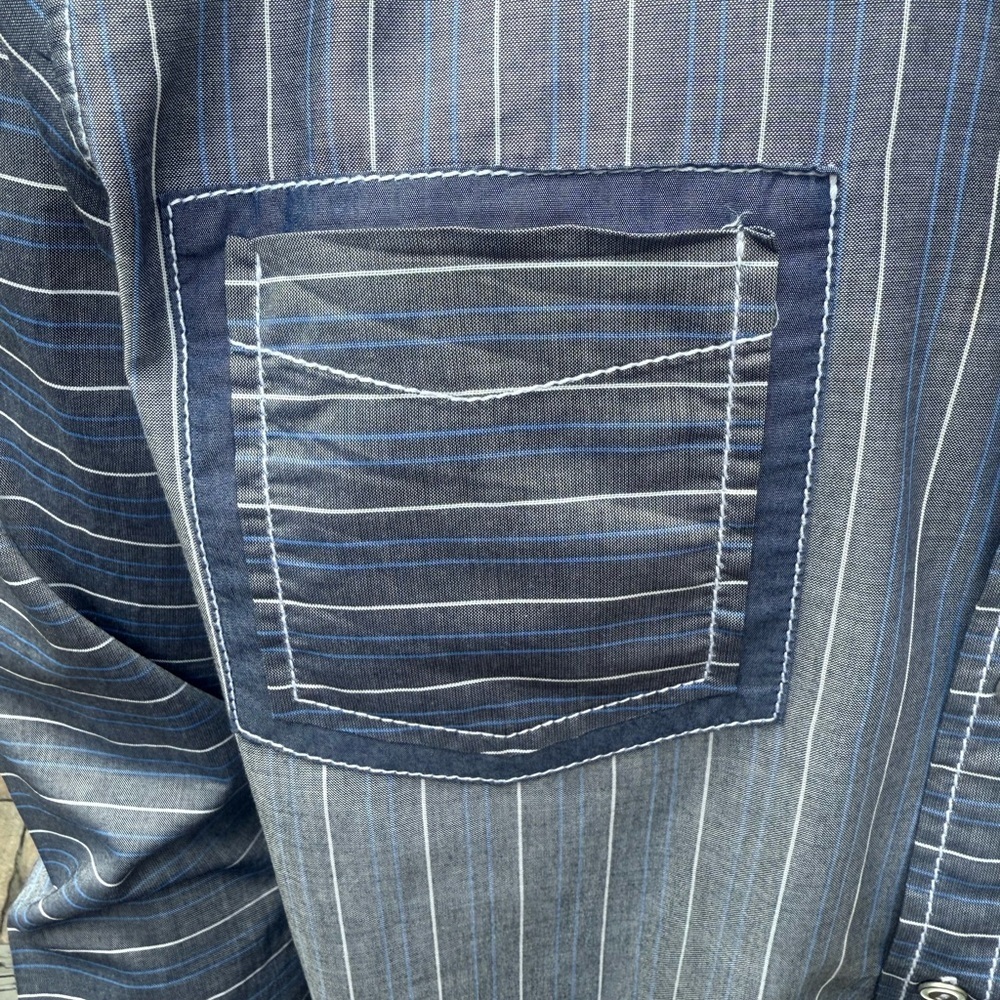 Inc International Men's Blue Striped Shirt EA115 - Picture 7 of 10